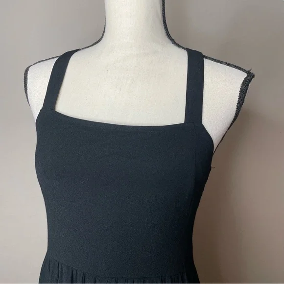 Madewell Smocked Crop Wide Leg Jumpsuit in True Black 2 H1084